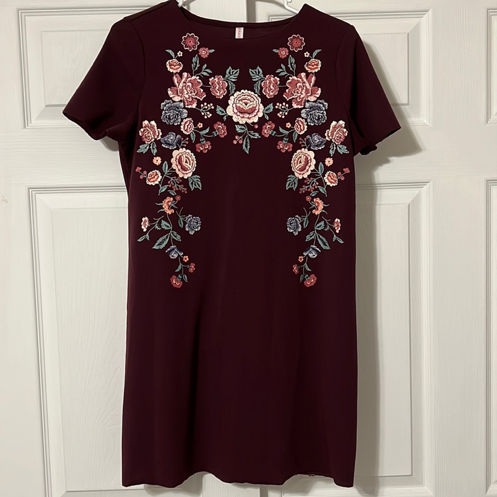 Women's Burgundy Floral Dress